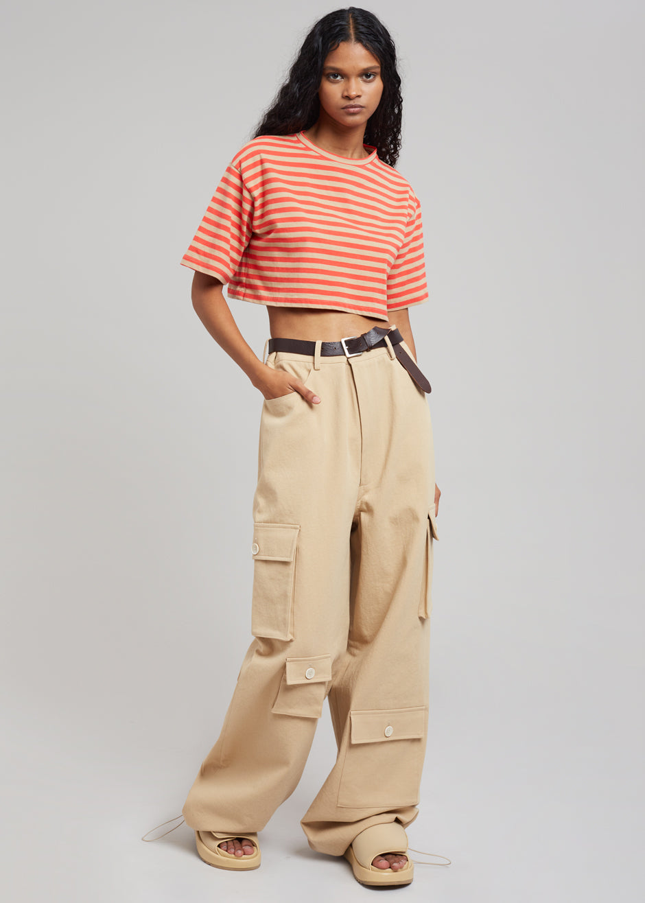 Karina Cropped T-Shirt - Tangerine/Camel - 2