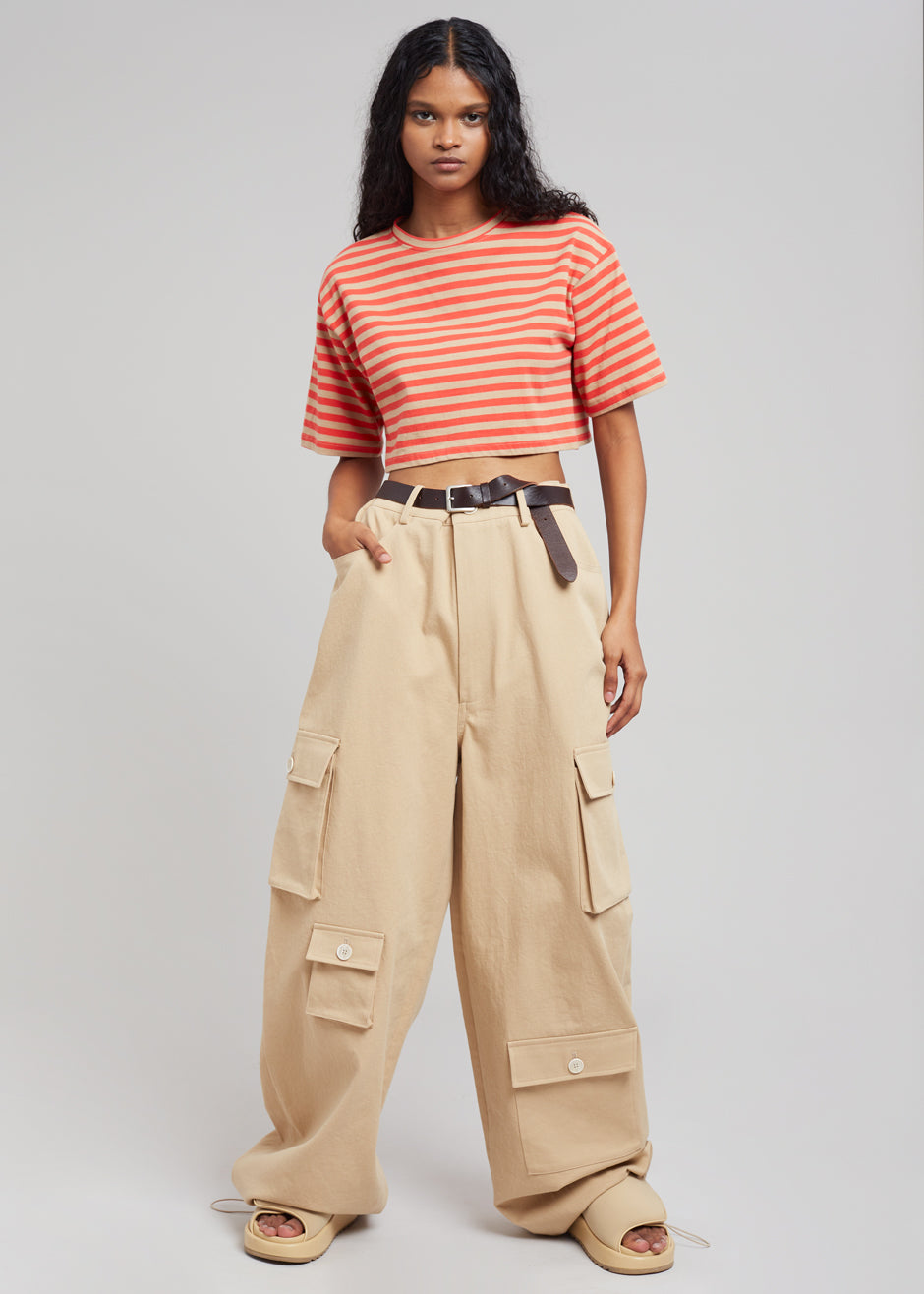 Karina Cropped T-Shirt - Tangerine/Camel - 6