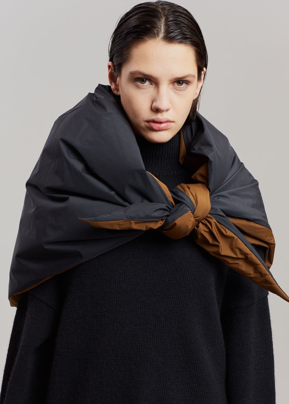 KASSL Editions Triangle Scarf - Black/Shiitake - 2