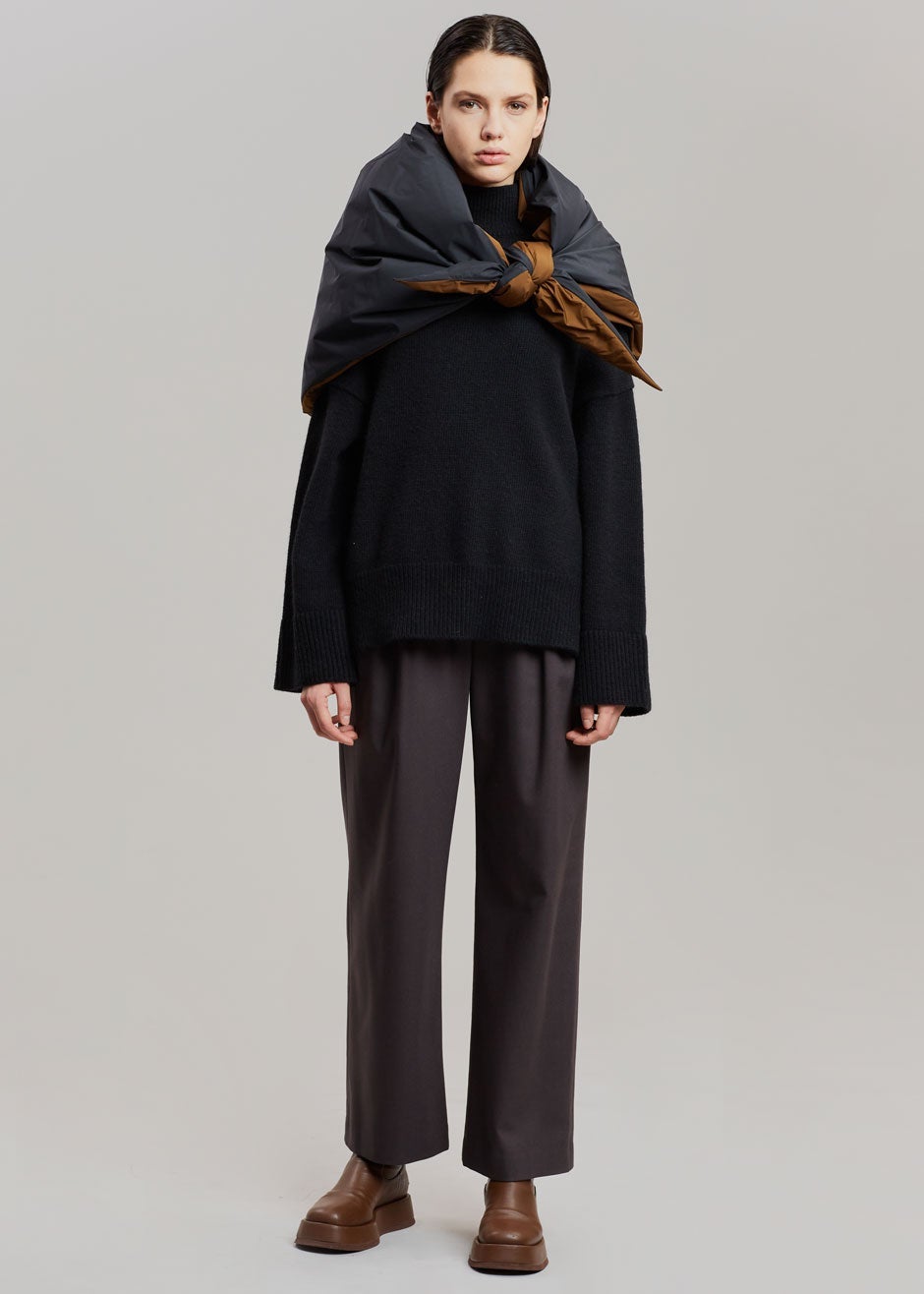 KASSL Editions Triangle Scarf - Black/Shiitake - 3