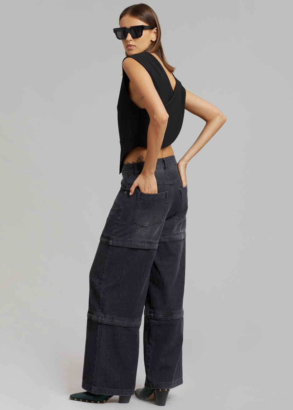 Liam Recycled Denim Pants - Faded Black Wash - 2