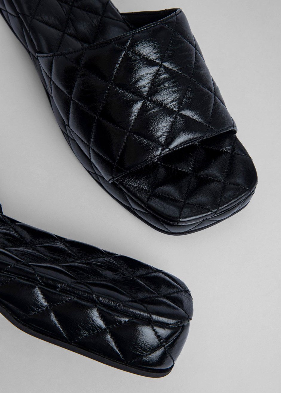 BY FAR Lilo Quilted Sandals - Black - 3