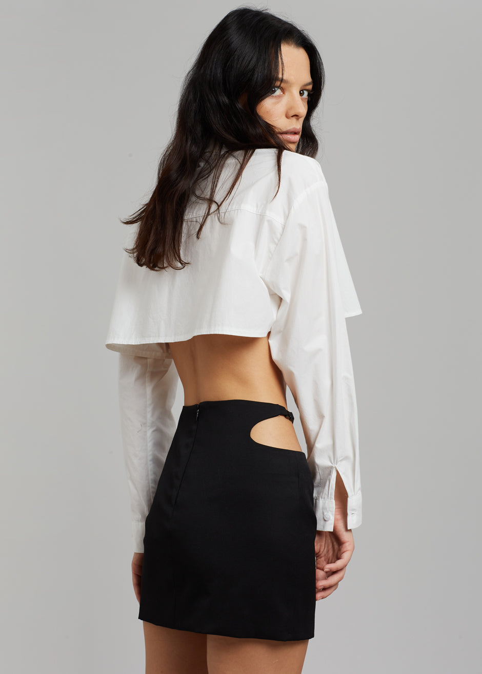Low Classic Curve Hole Mini Skirt - Black - 5