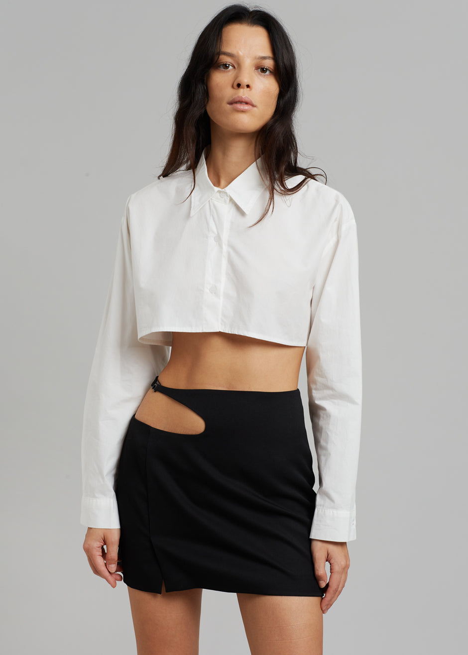 Low Classic Curve Hole Mini Skirt - Black - 3