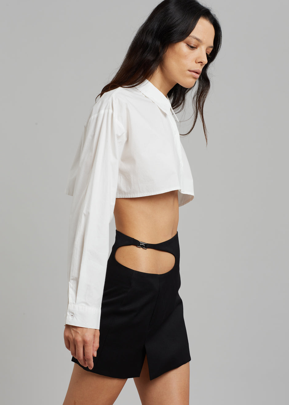 Low Classic Curve Hole Mini Skirt - Black - 4
