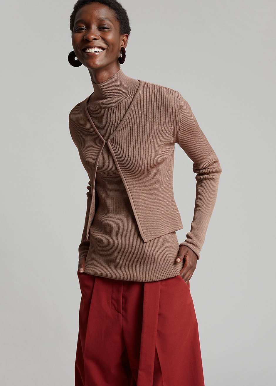 Low Classic Hook Slim Cardigan - Brown - 4
