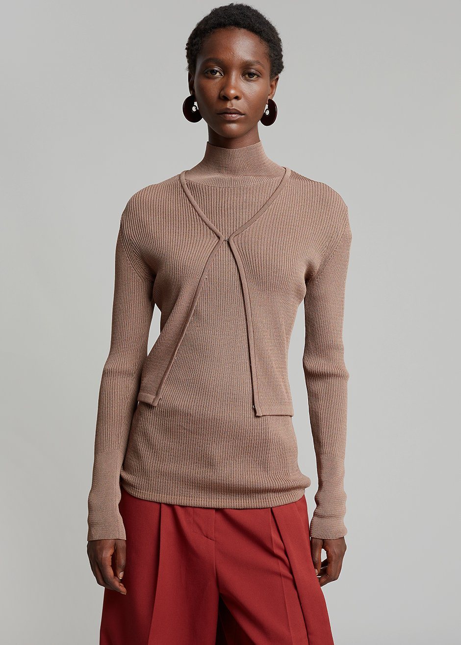 Low Classic Hook Slim Cardigan - Brown - 1