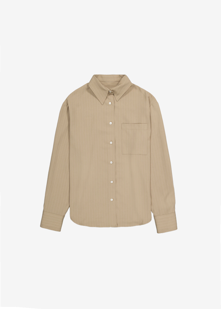 Lui Fluid Pinstripe Shirt - Camel - 8