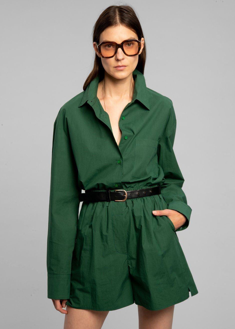 Lui Organic Cotton Shirt - Hunter Green - 7