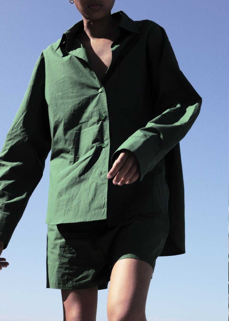 Lui Organic Cotton Shirt - Hunter Green - 5