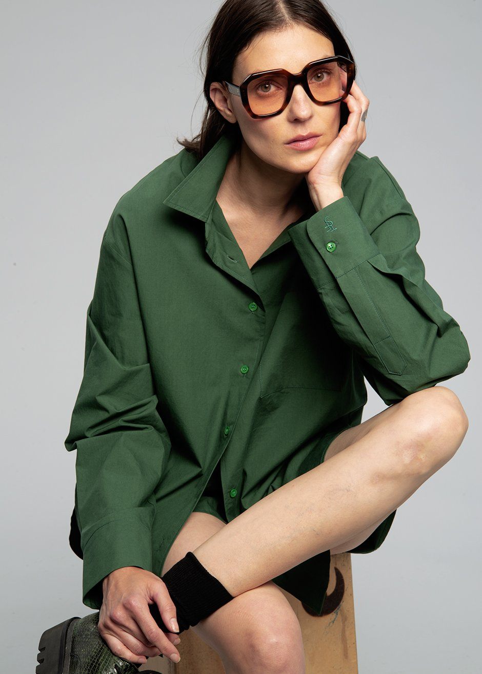 Lui Organic Cotton Shirt - Hunter Green - 11