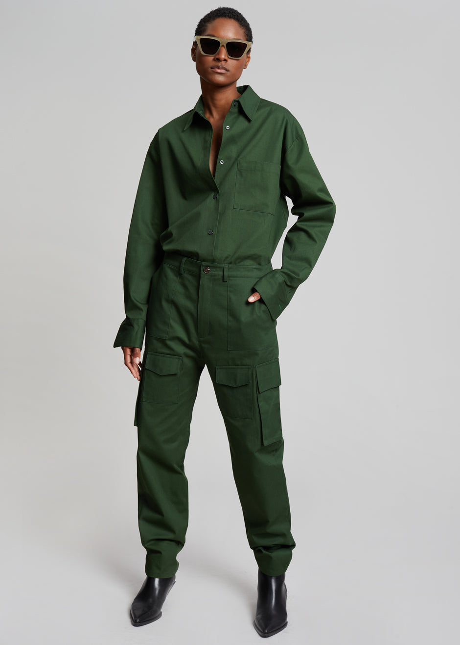 Lui Twill Overshirt - Forest Green - 2