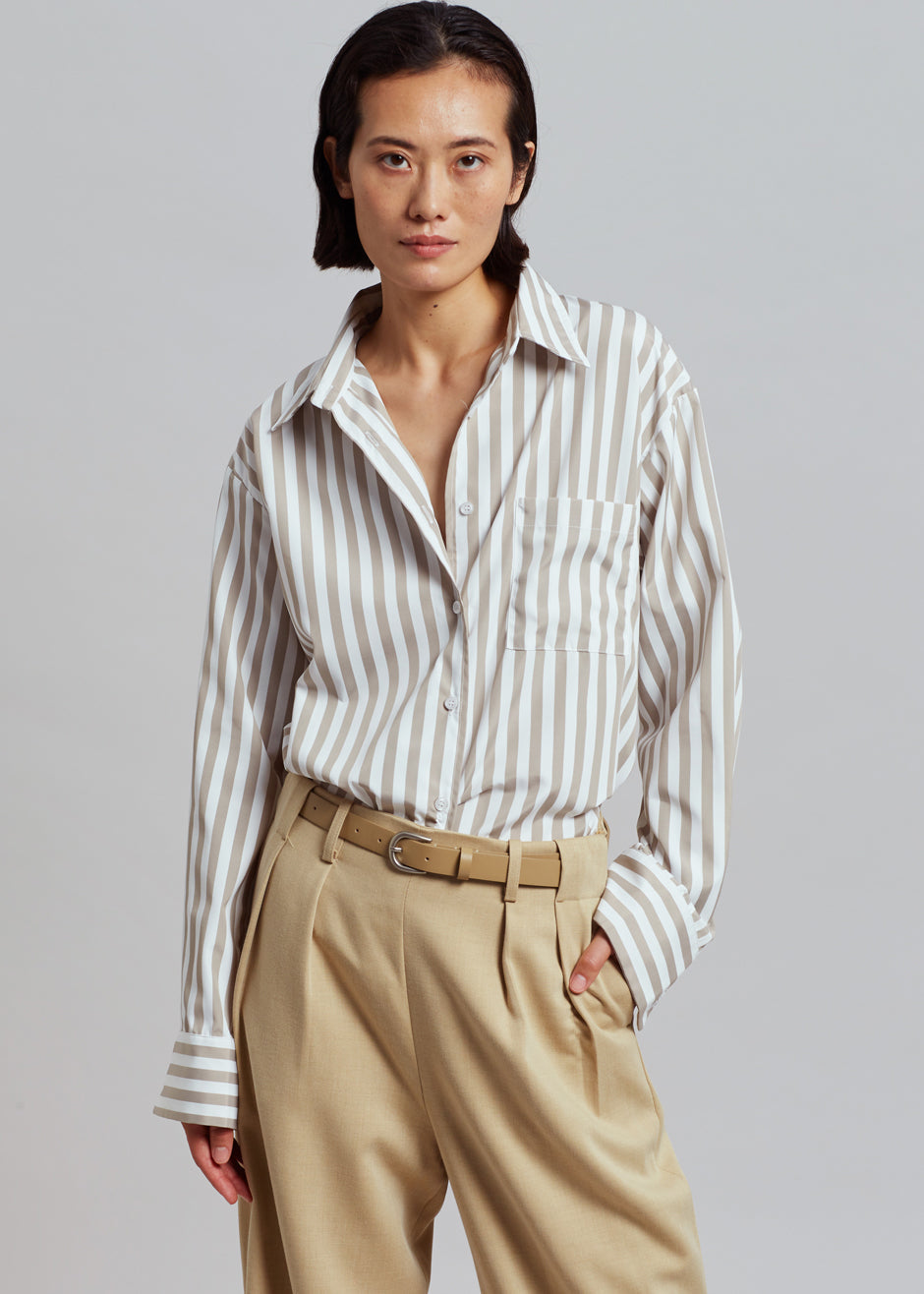 Lui Stripe Shirt - Sand - 1