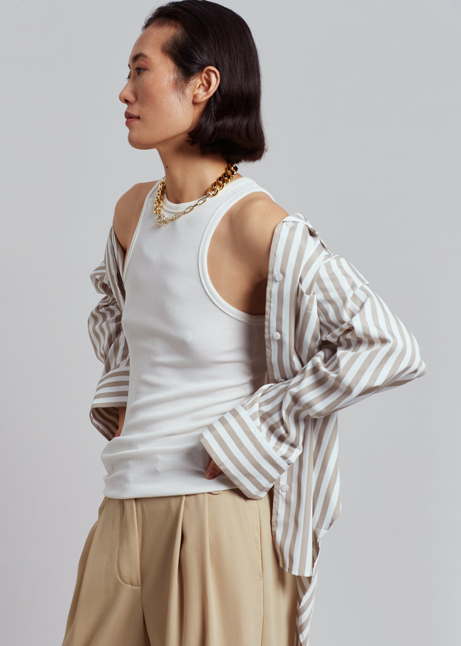 Lui Stripe Shirt - Sand - 7