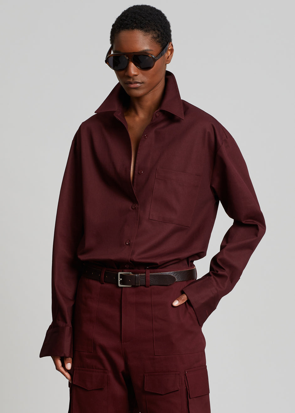 Lui Twill Overshirt - Burgundy - 2