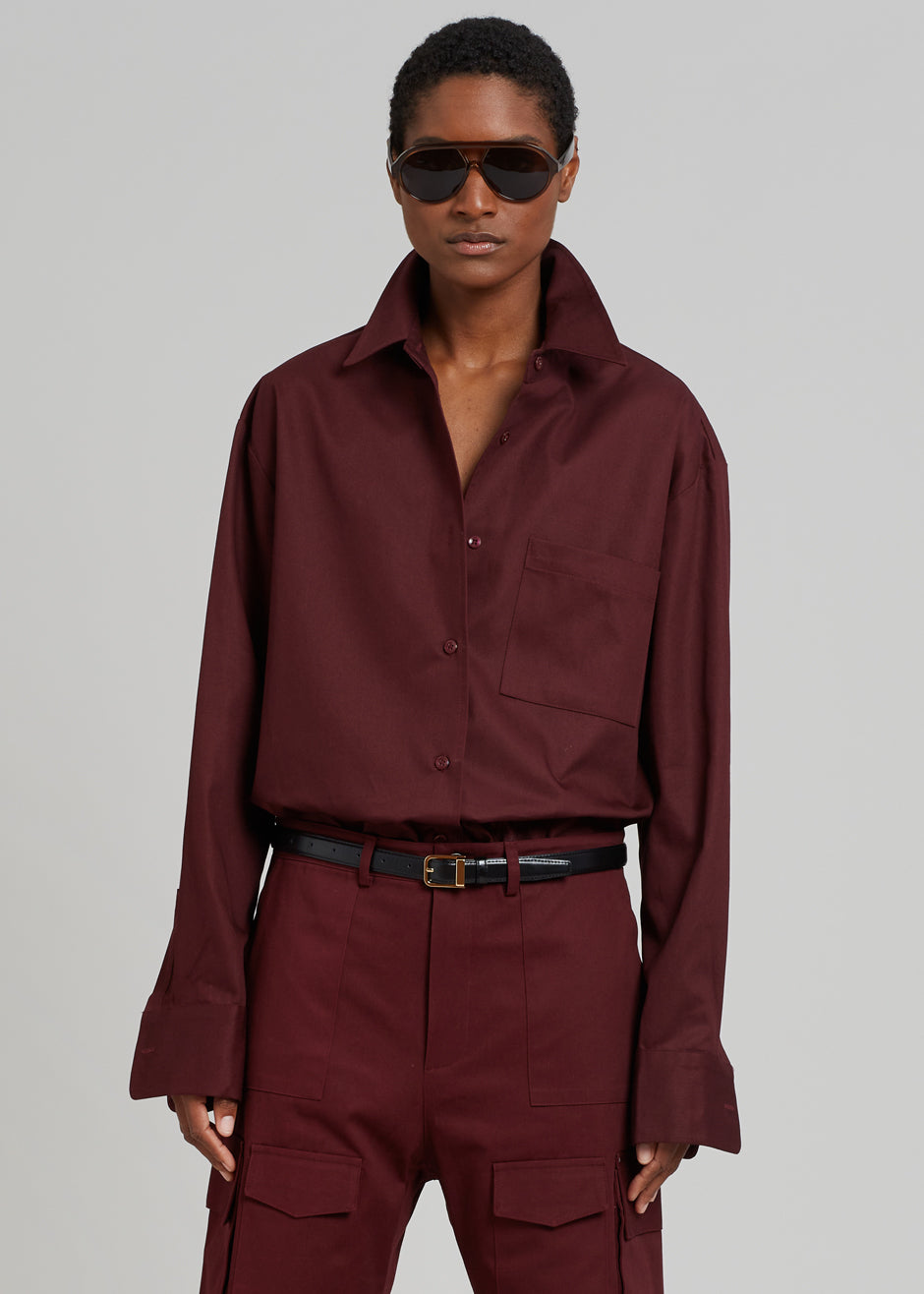 Lui Twill Overshirt - Burgundy - 1