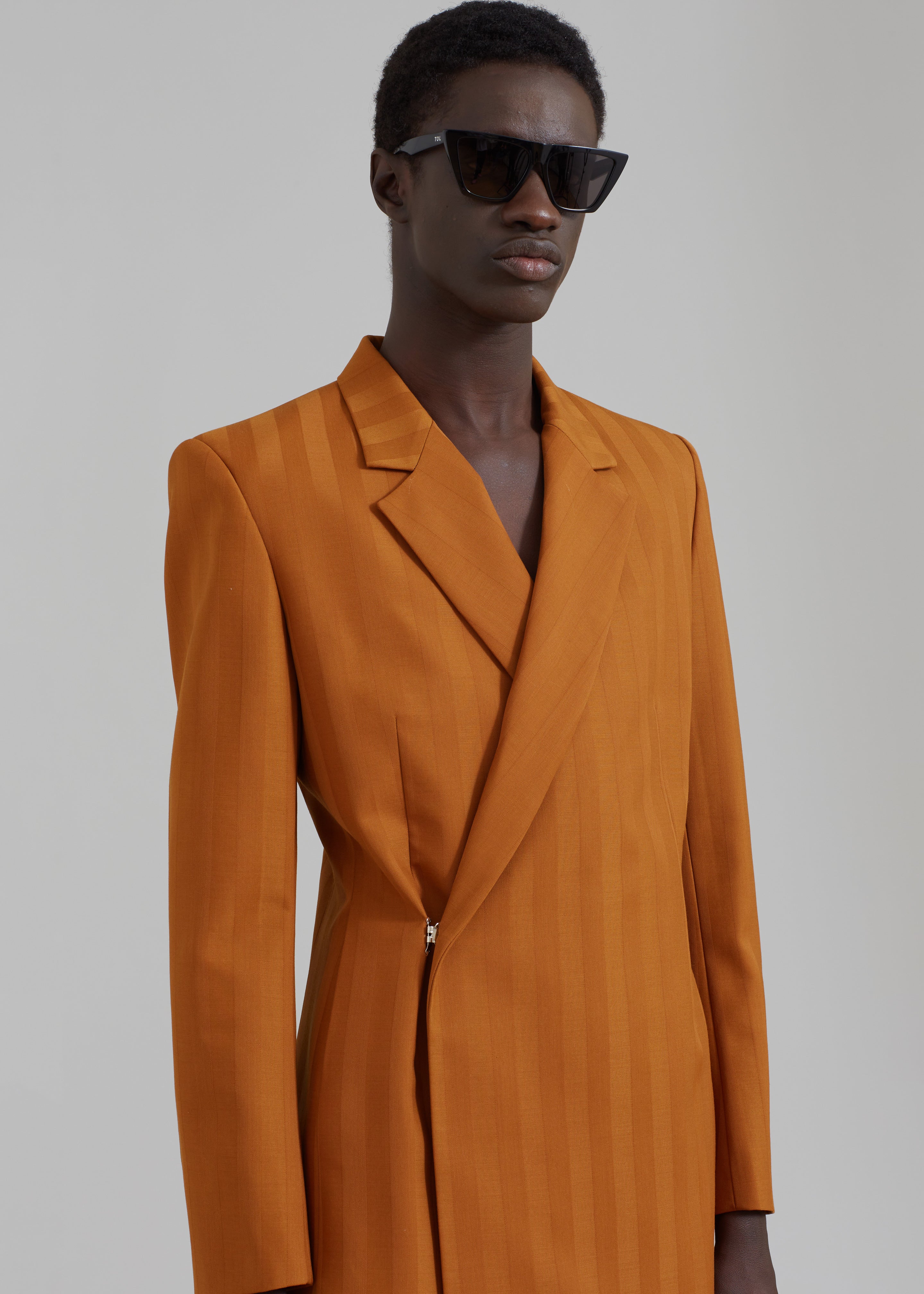 EGONLab Egonic Doubled Breasted Jacket - Orange Stripes Wool - 7