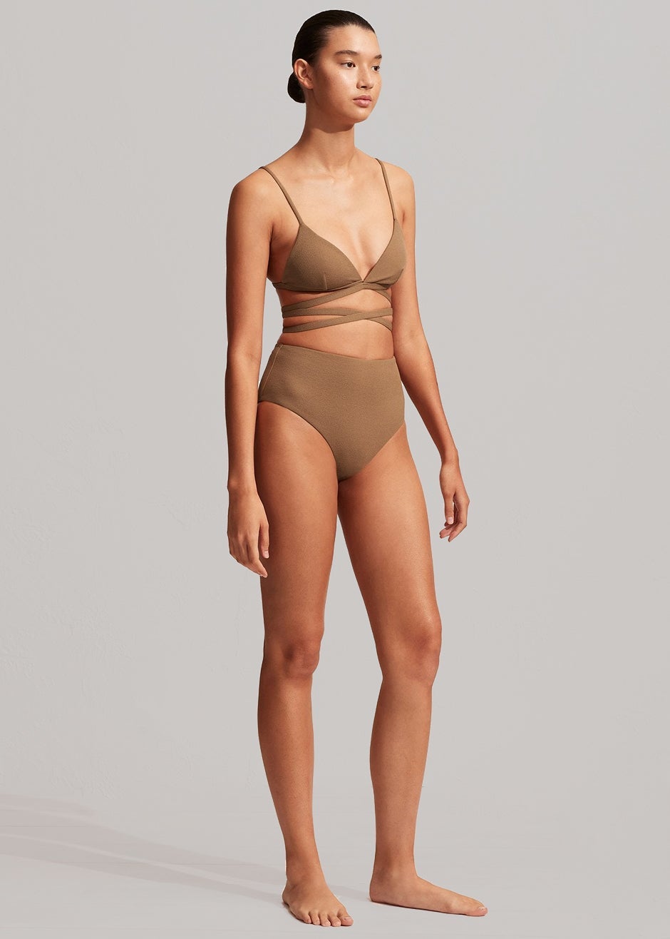 Matteau Wrap Triangle Bikini Top - Cinnamon Crinkle - 4