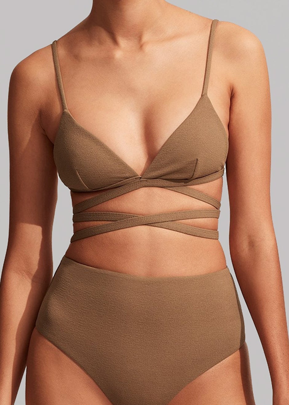 Matteau Wrap Triangle Bikini Top - Cinnamon Crinkle - 2