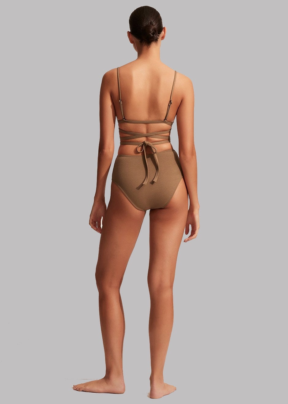 Matteau Wrap Triangle Bikini Top - Cinnamon Crinkle - 5