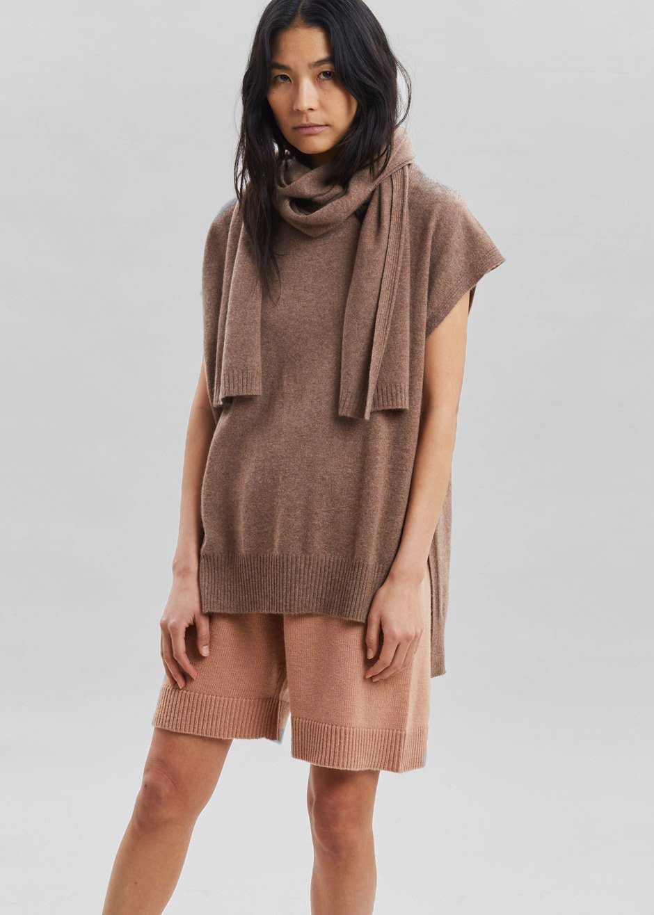 Loulou Studio Monbasa Scarf Sweater - Mocha Melange - 1