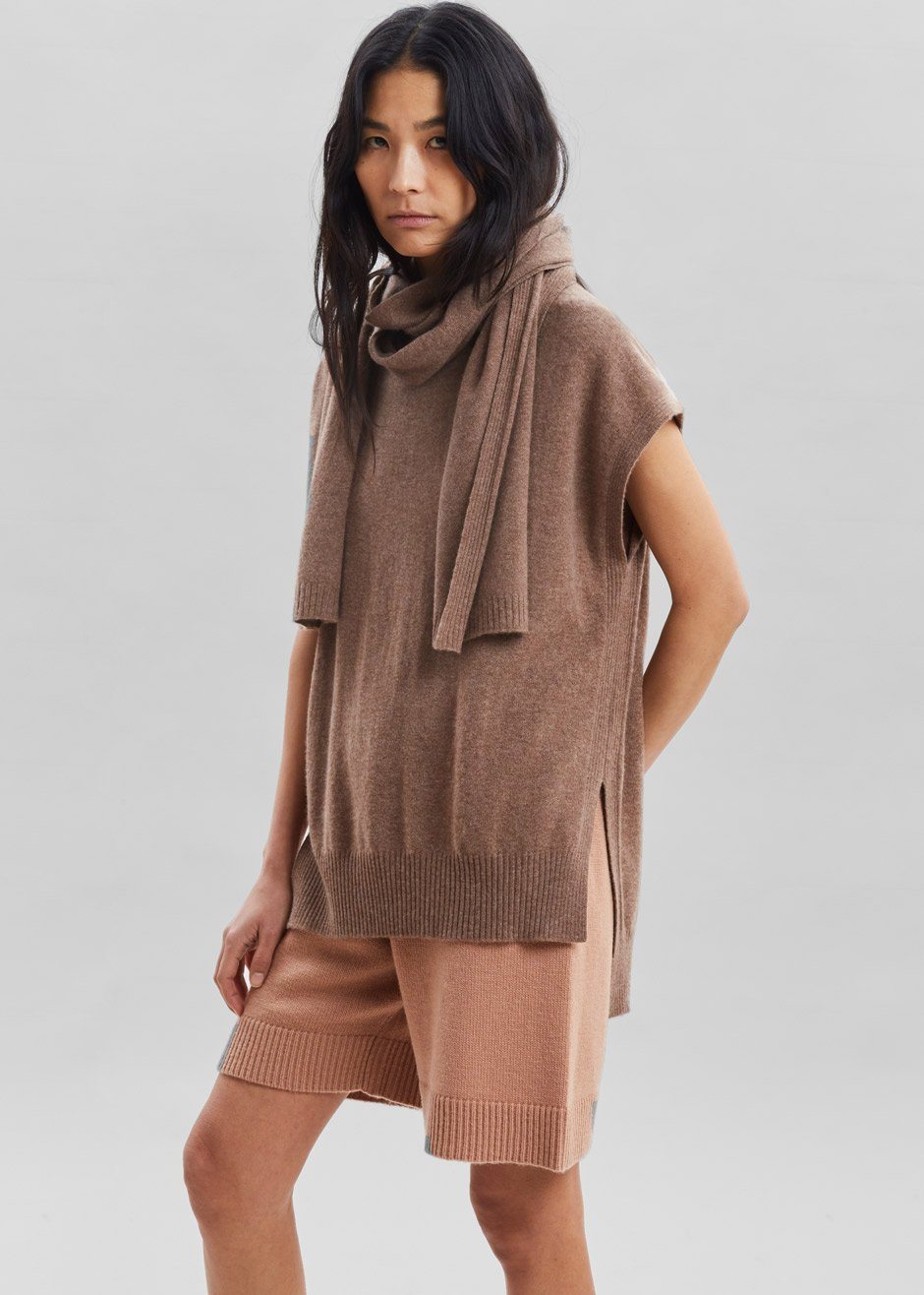 Loulou Studio Monbasa Scarf Sweater - Mocha Melange - 3