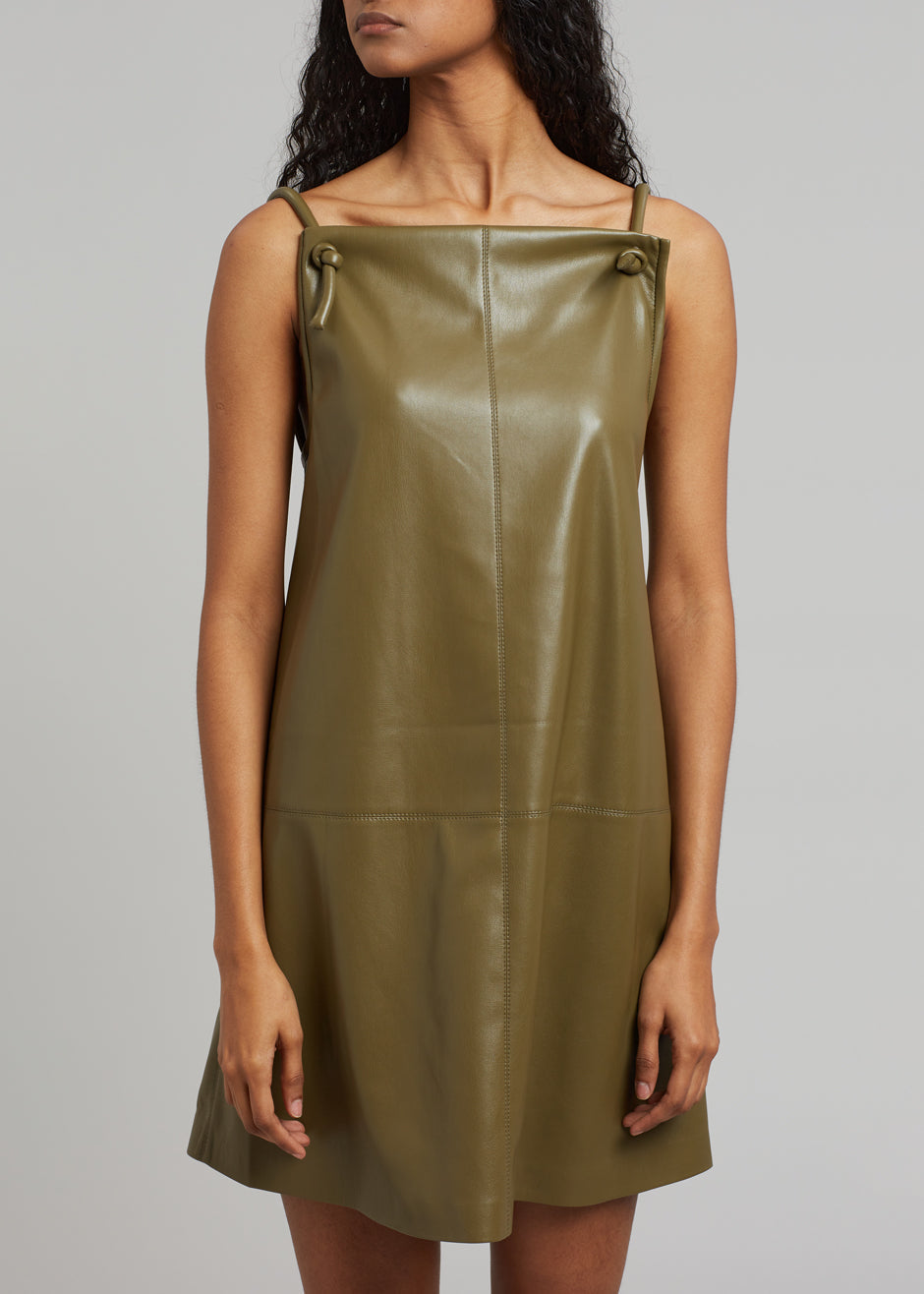 Nanushka Claire Vegan Leather Dress - Olive - 3