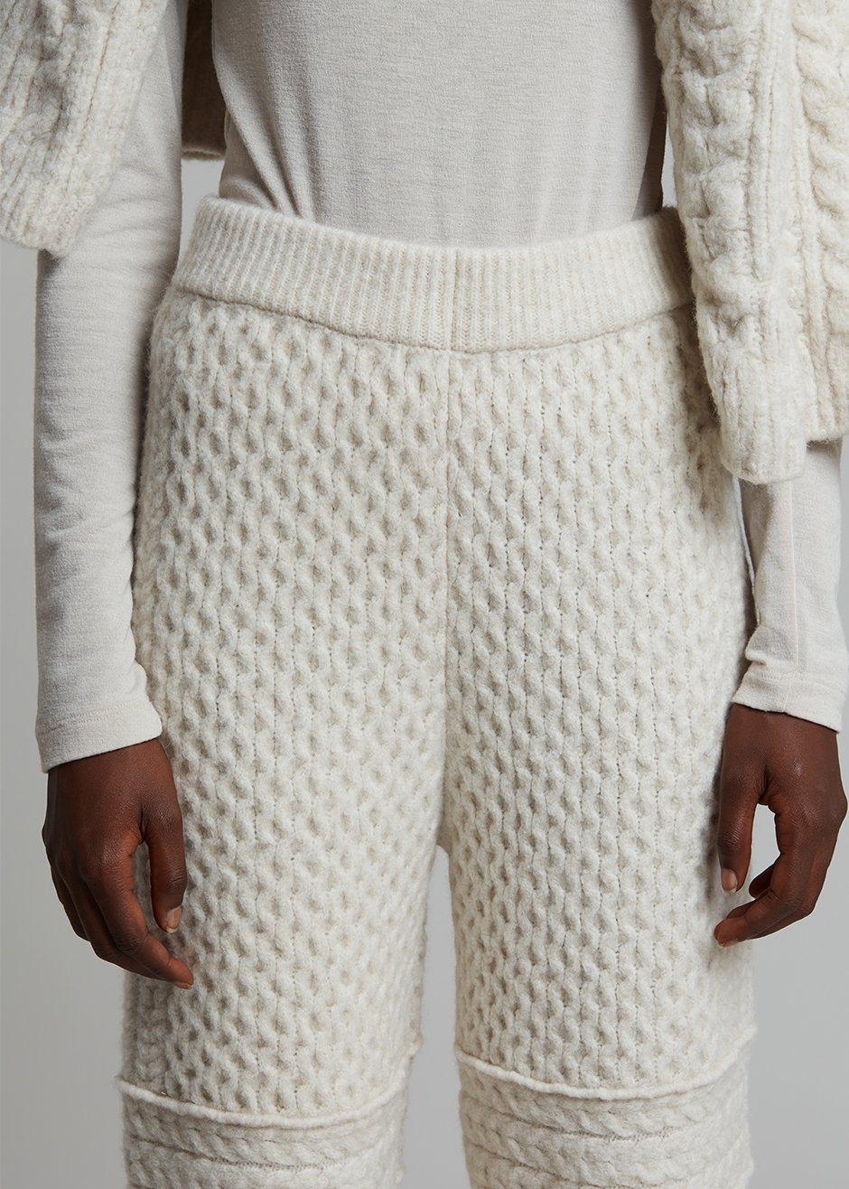 Nanushka Fina Cable Knit Pants - Creme - 7