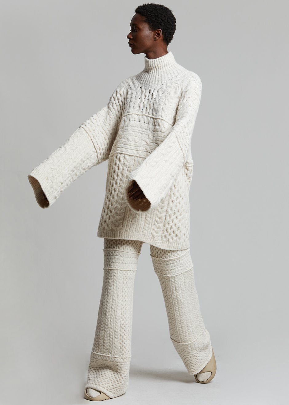 Nanushka Fina Cable Knit Pants - Creme - 6