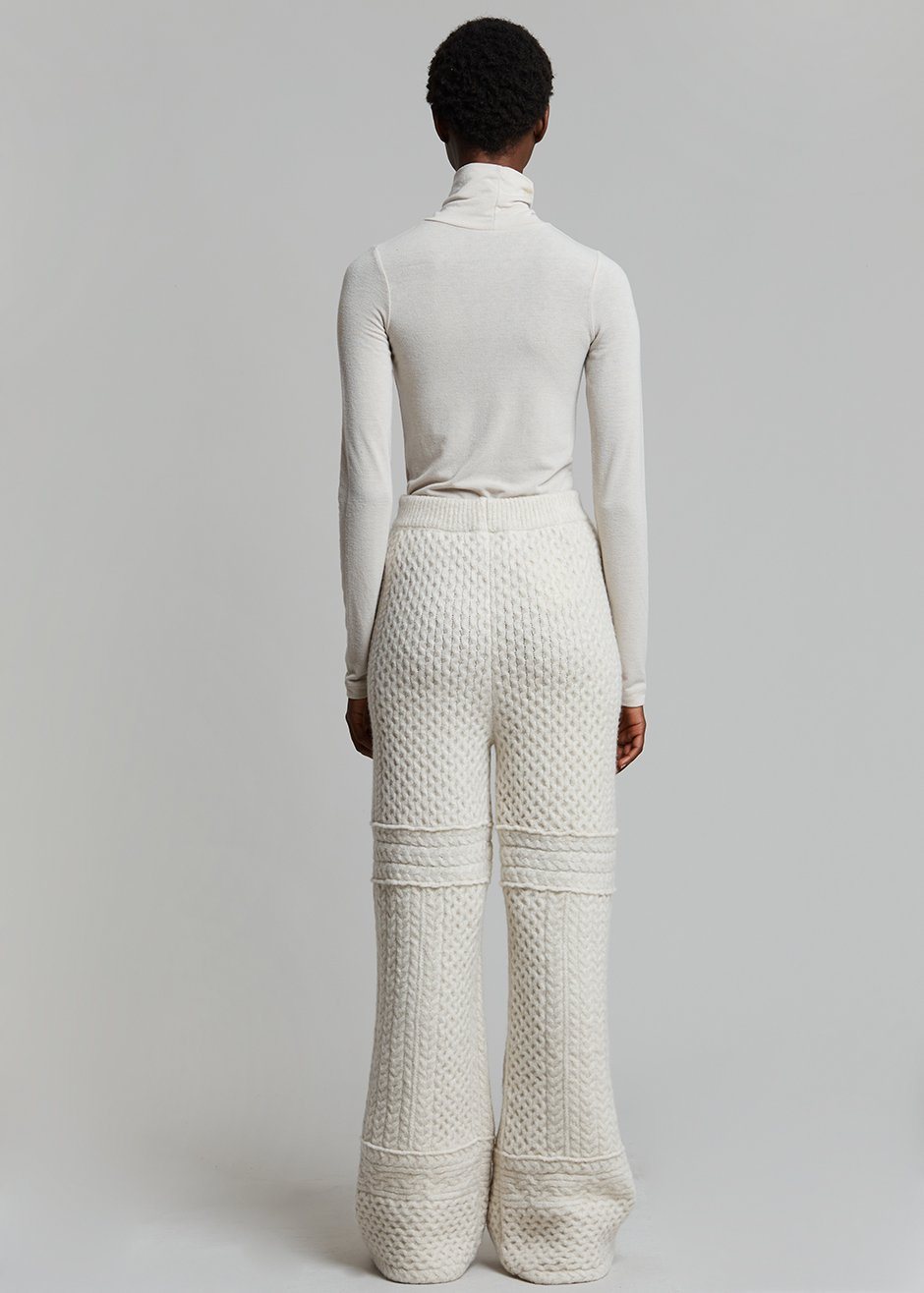 Nanushka Fina Cable Knit Pants - Creme - 8