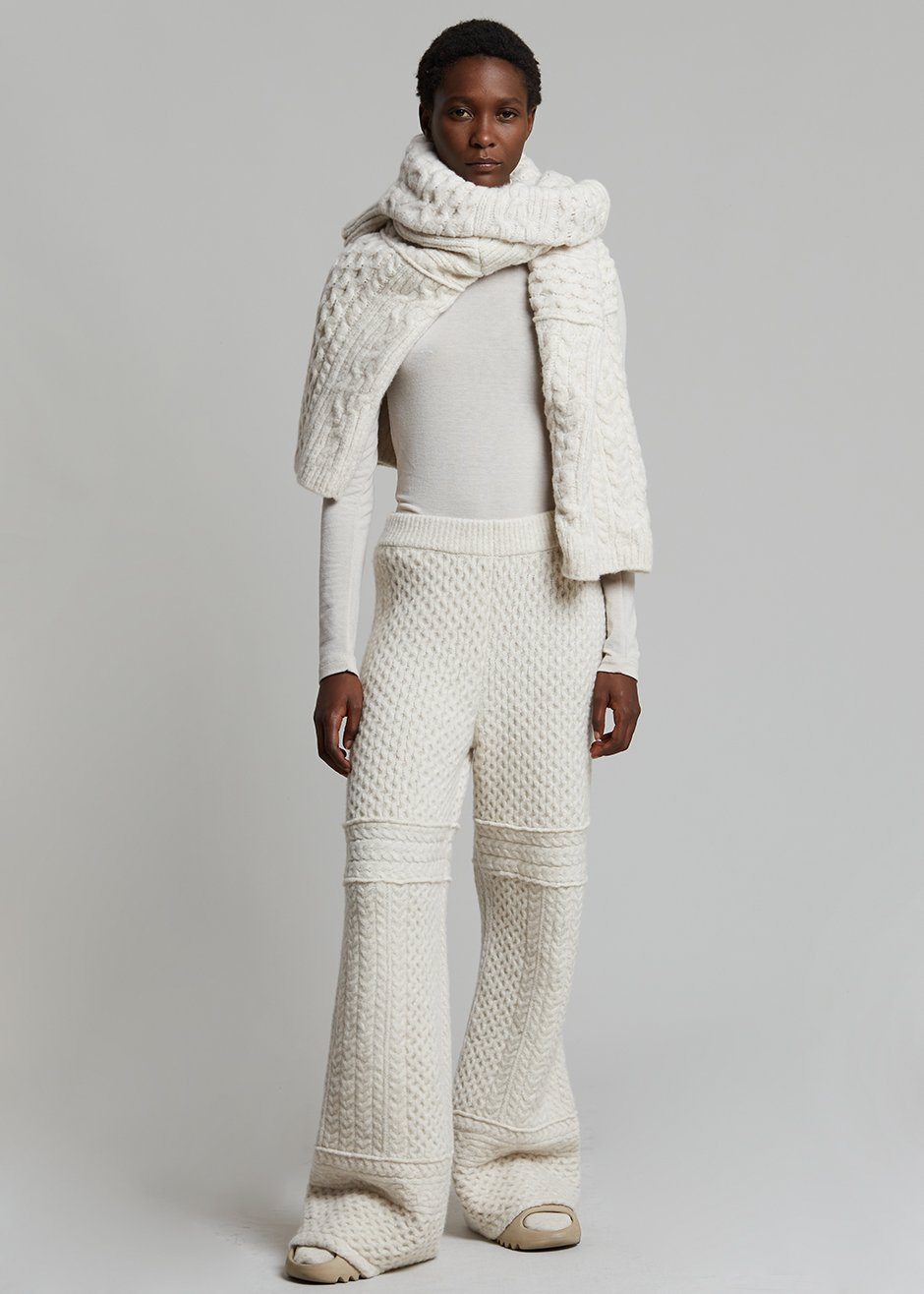 Nanushka Fina Cable Knit Pants - Creme - 3
