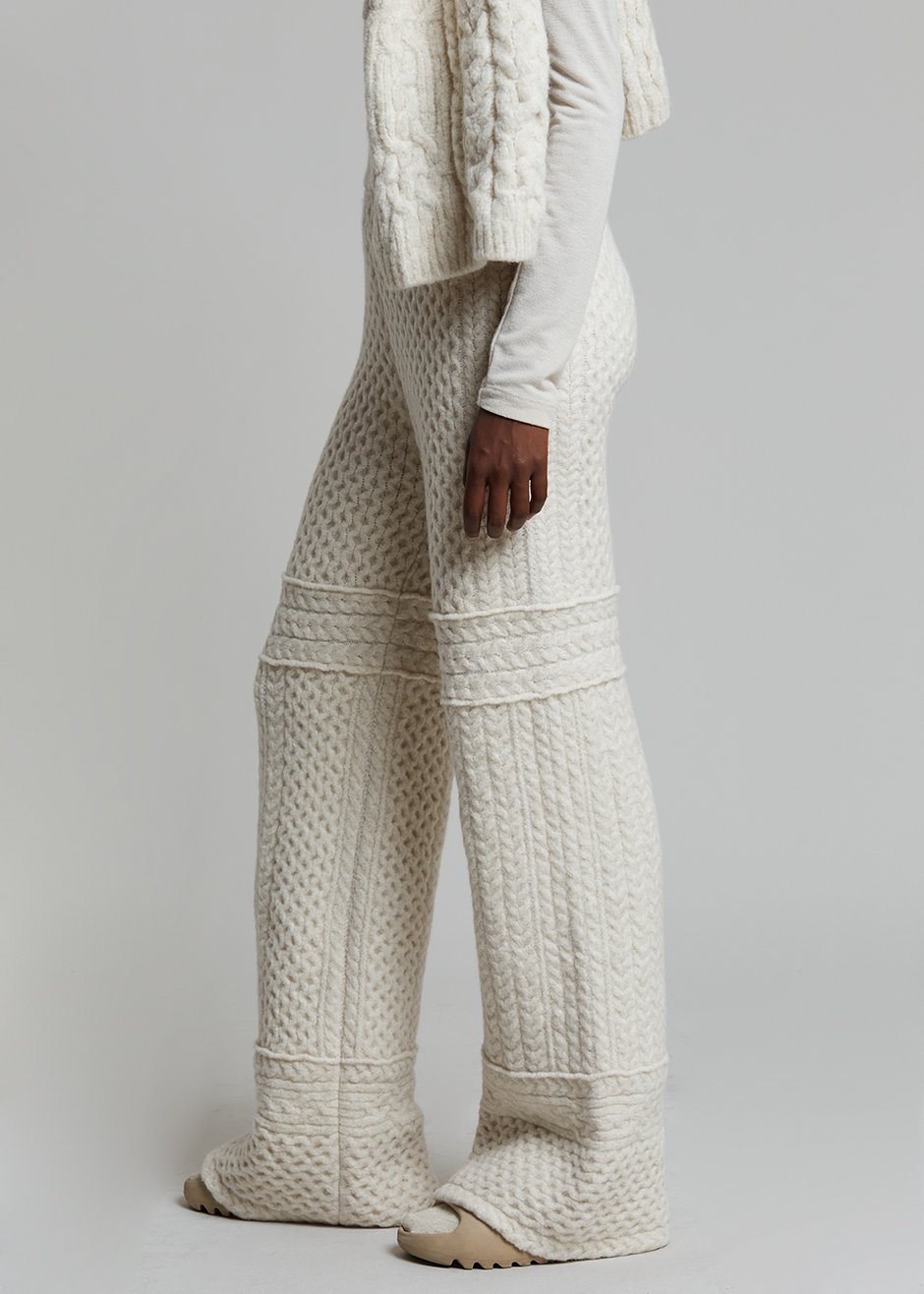 Nanushka Fina Cable Knit Pants - Creme - 5
