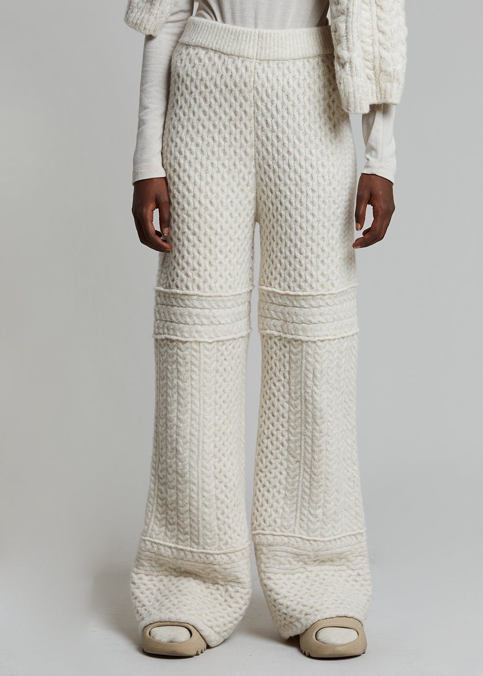 Nanushka Fina Cable Knit Pants - Creme - 2