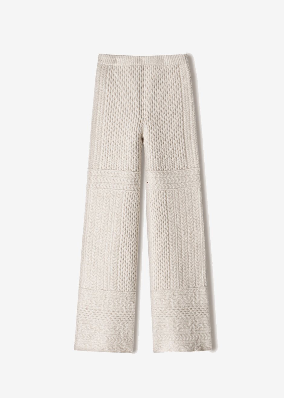 Nanushka Fina Cable Knit Pants - Creme - 9