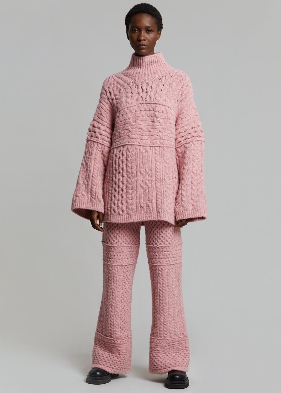 Nanushka Fina Cable Knit Pants - Pink - 8