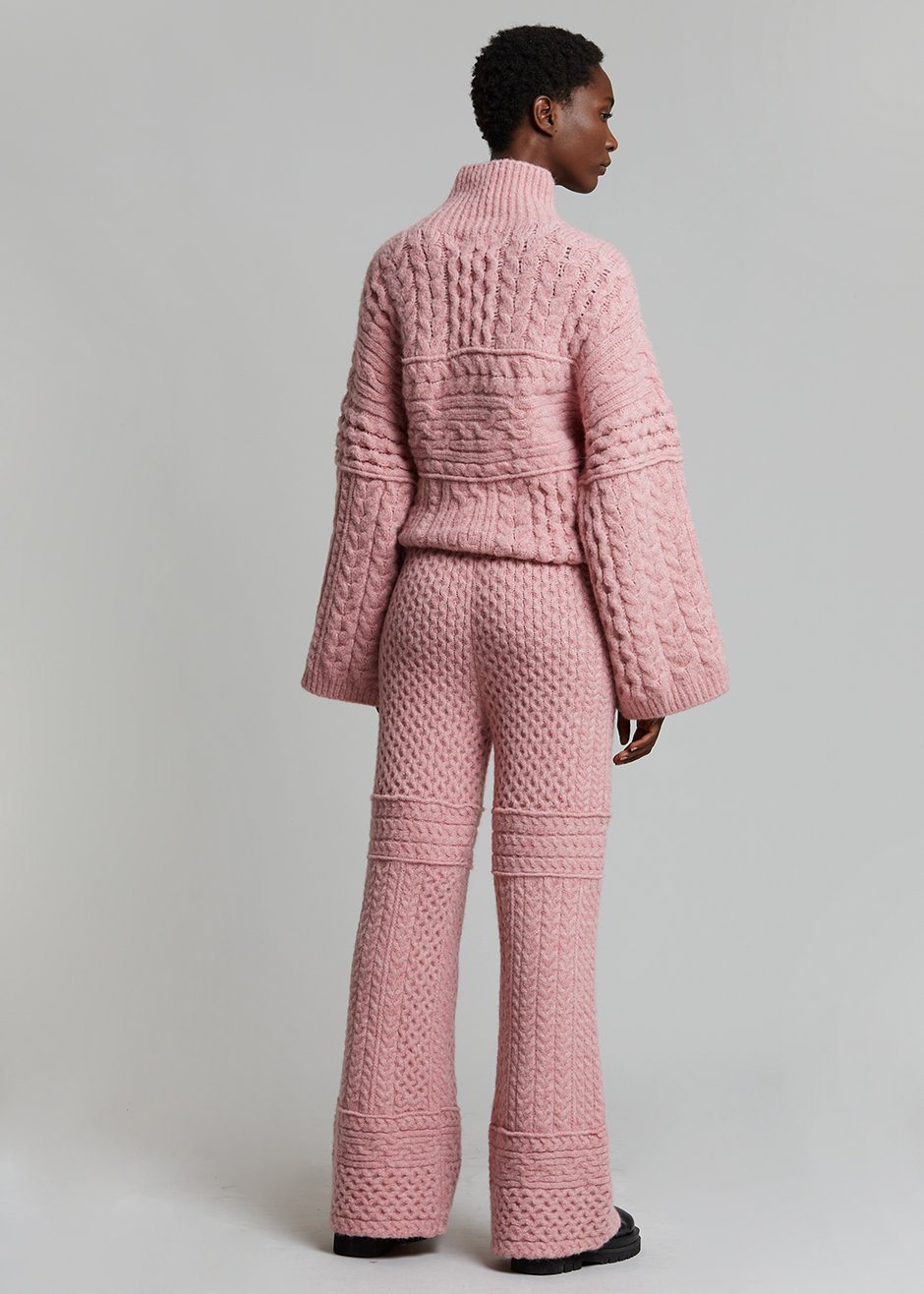 Nanushka Fina Cable Knit Pants - Pink - 9