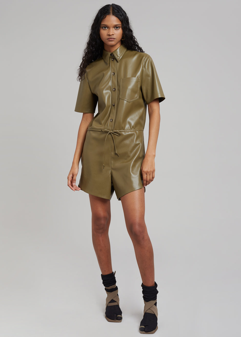 Nanushka Leni Vegan Leather Jumpsuit - Olive - 5