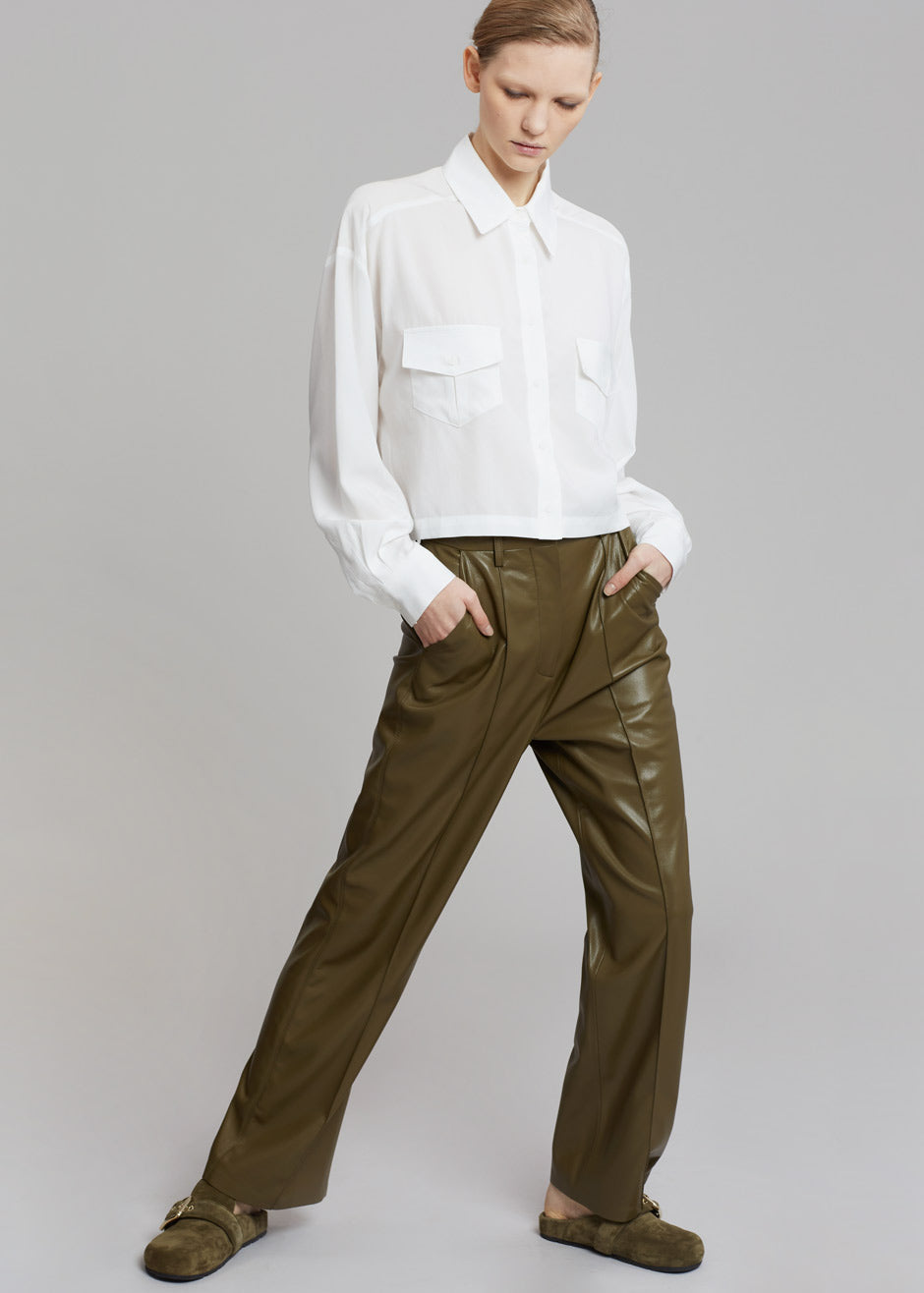 Nanushka Lucee Vegan Leather Pants - Olive - 5