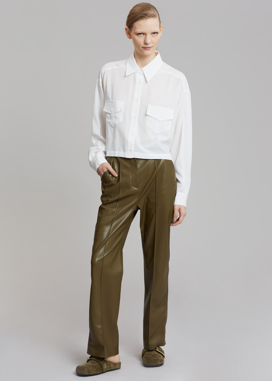 Nanushka Lucee Vegan Leather Pants - Olive - 6