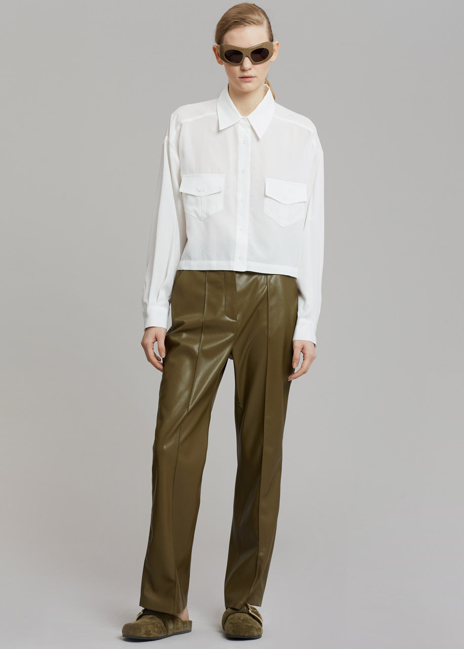 Nanushka Lucee Vegan Leather Pants - Olive - 2