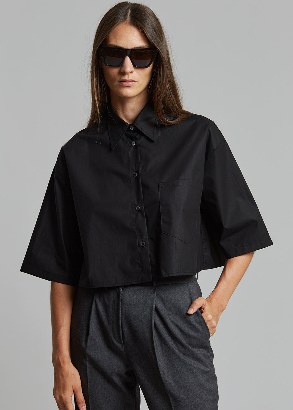 Odem Cropped Shirt - Black - 1