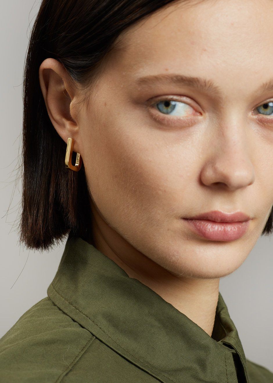 Otiumberg Chunky Square Hoops - Gold - 3