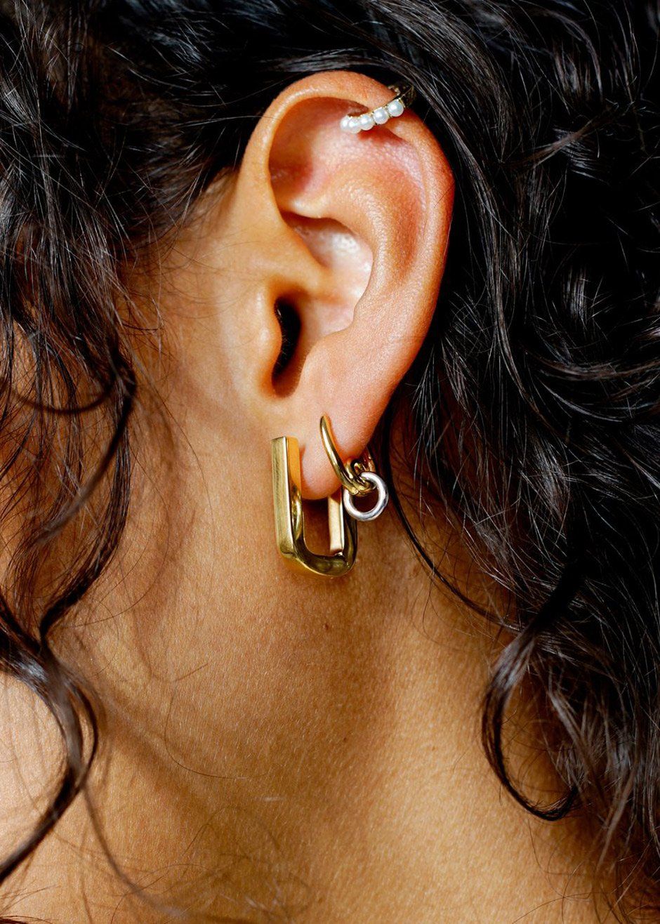 Otiumberg Chunky Square Hoops - Gold - 2