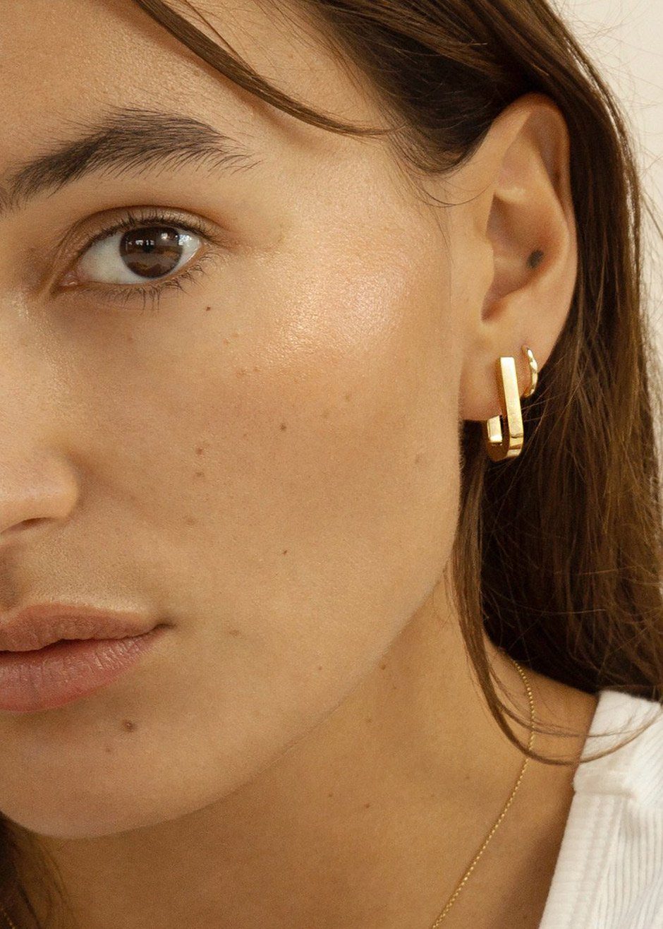 Otiumberg Chunky Square Hoops - Gold - 8