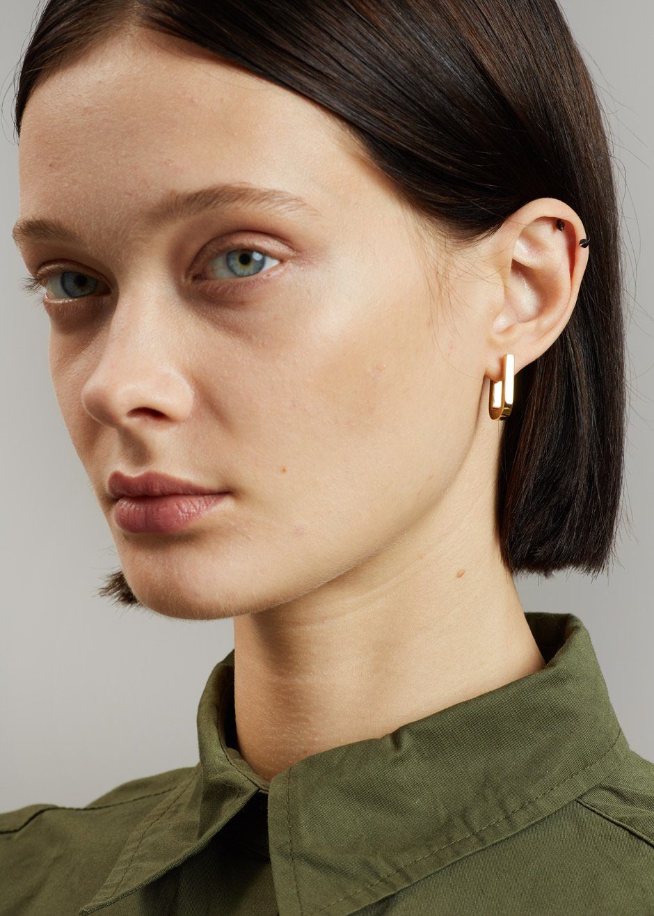 Otiumberg Chunky Square Hoops - Gold - 6