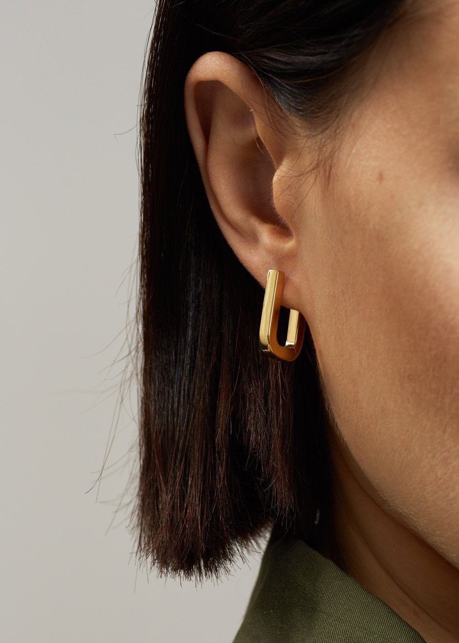 Otiumberg Chunky Square Hoops - Gold - 4