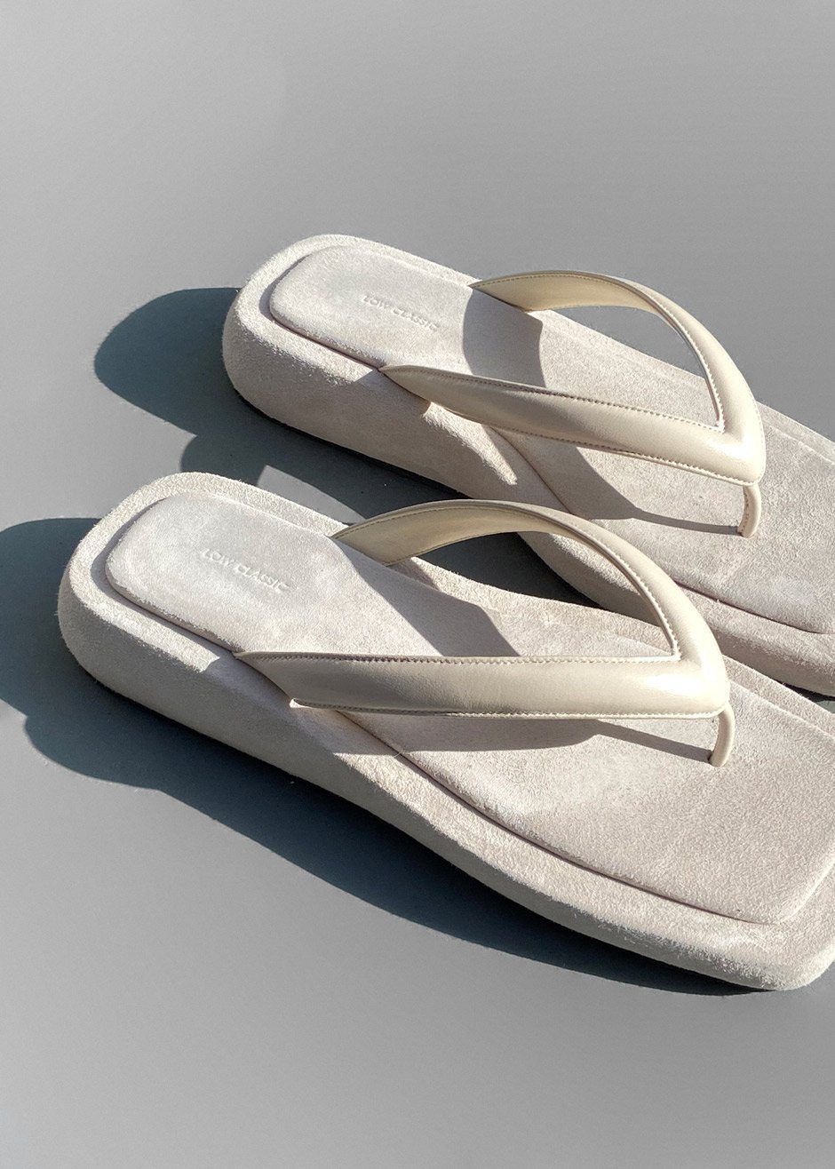 Padded Flip Flop Sandals by Low Classic in White - 3