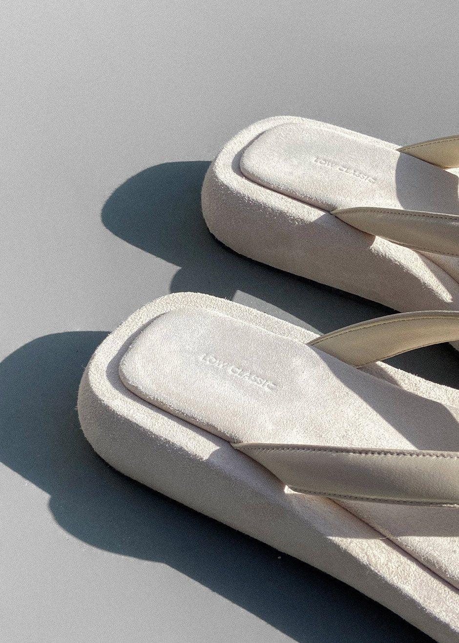 Padded Flip Flop Sandals by Low Classic in White - 4