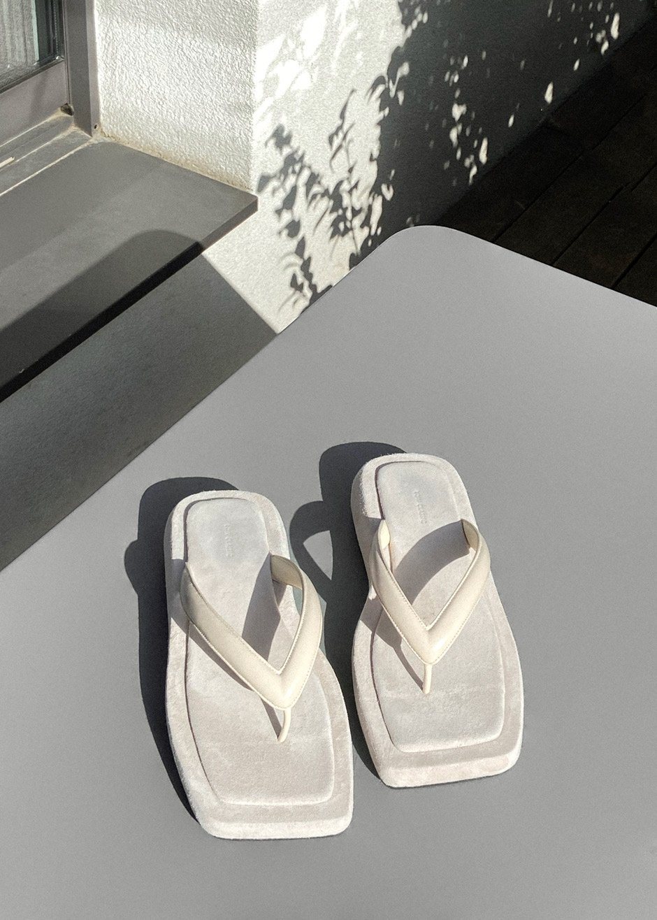 Padded Flip Flop Sandals by Low Classic in White - 1