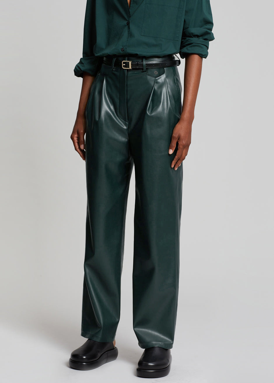 Pernille Faux Leather Pants - Bottle Green - 9
